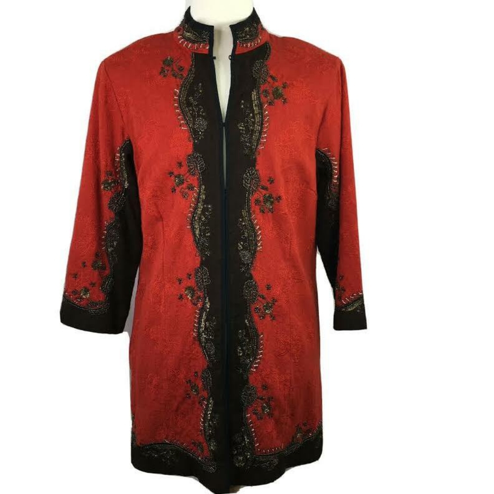 Chico's Encrusted Gold Splendor Tunic Jacket